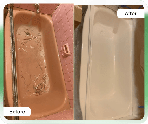 Before and after black bathtub refinishing transformation