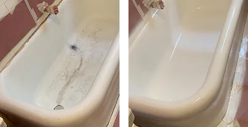 Before and after bathtub refinishing transformation