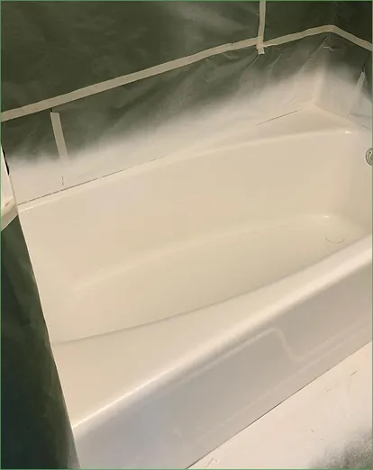 Refinished white bathtub with a glossy finish