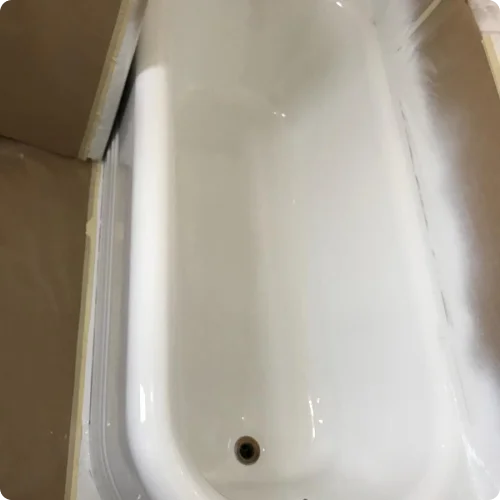 Refinished white bathtub with a glossy finish
