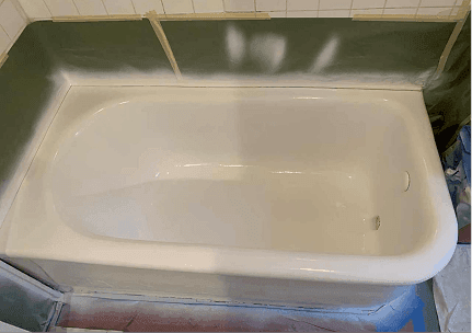 Refinished white bathtub with a glossy finish