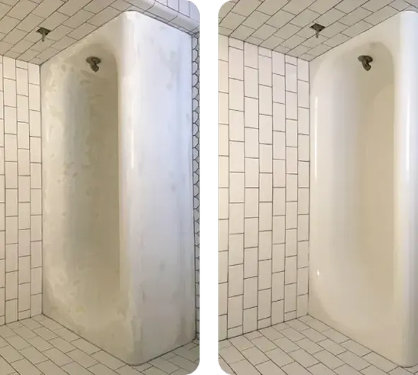 Before and after shower refinishing transformation